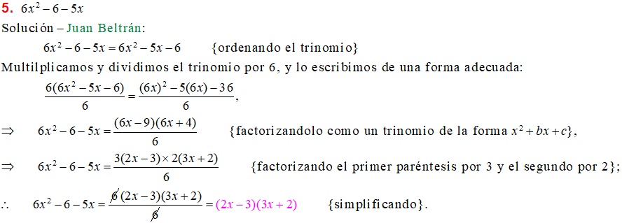 Trinomio De La Forma X2bxc Ejemplos Resueltos