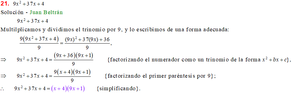 Factorizacion De La Forma Ax2bxc Ejercicios Resueltos